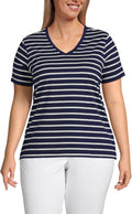Lands' End Women's Relaxed Supima Cotton V-Neck T-Shirt - Soft retain