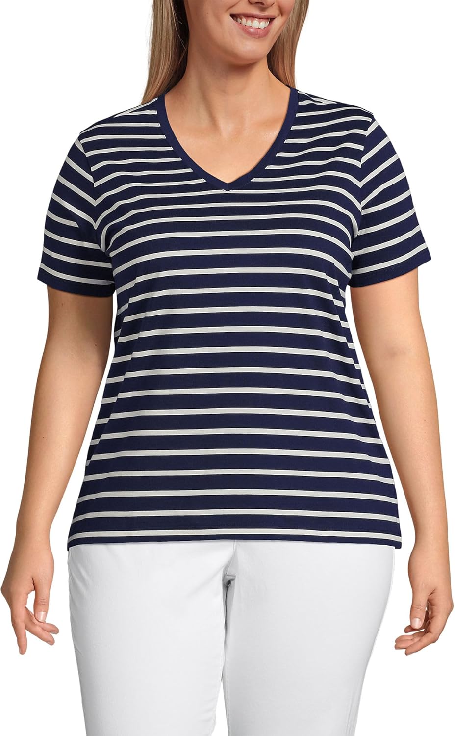 Relaxed Supima Cotton V-Neck T-Shirt for Women - Soft & Stylish