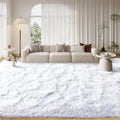 FinRec 8x10 Feet White Plush Shag Area Rug for Home Decor