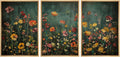 Framed Wildflower Meadow Wall Art 16x24x3 in Set - Colorful Chic