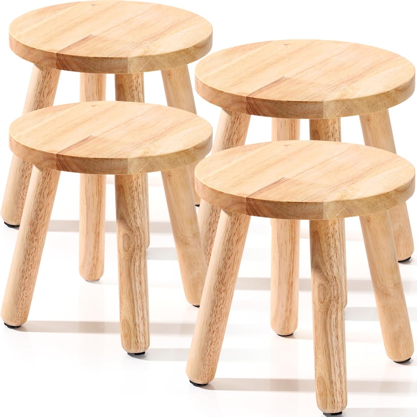 Wenqik 4 Pcs Wooden Step Stools for Versatile Use in Any Space