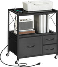 File Cabinet with Charging Station, 3 Drawer Lateral Filing Cabinet