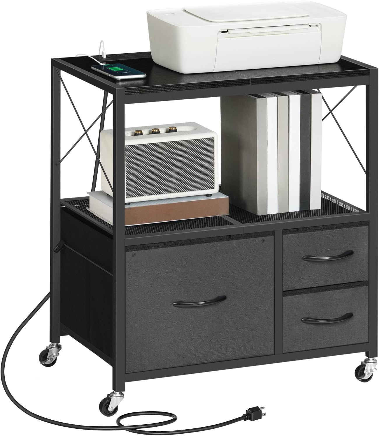 File Cabinet with Charging Station for Home Office Organization