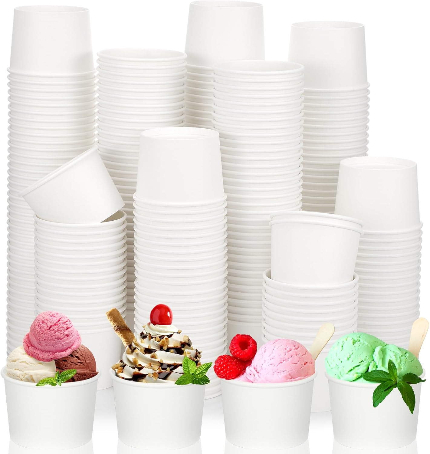 300 Pcs 8 oz Disposable Ice Cream Paper Cups for Parties