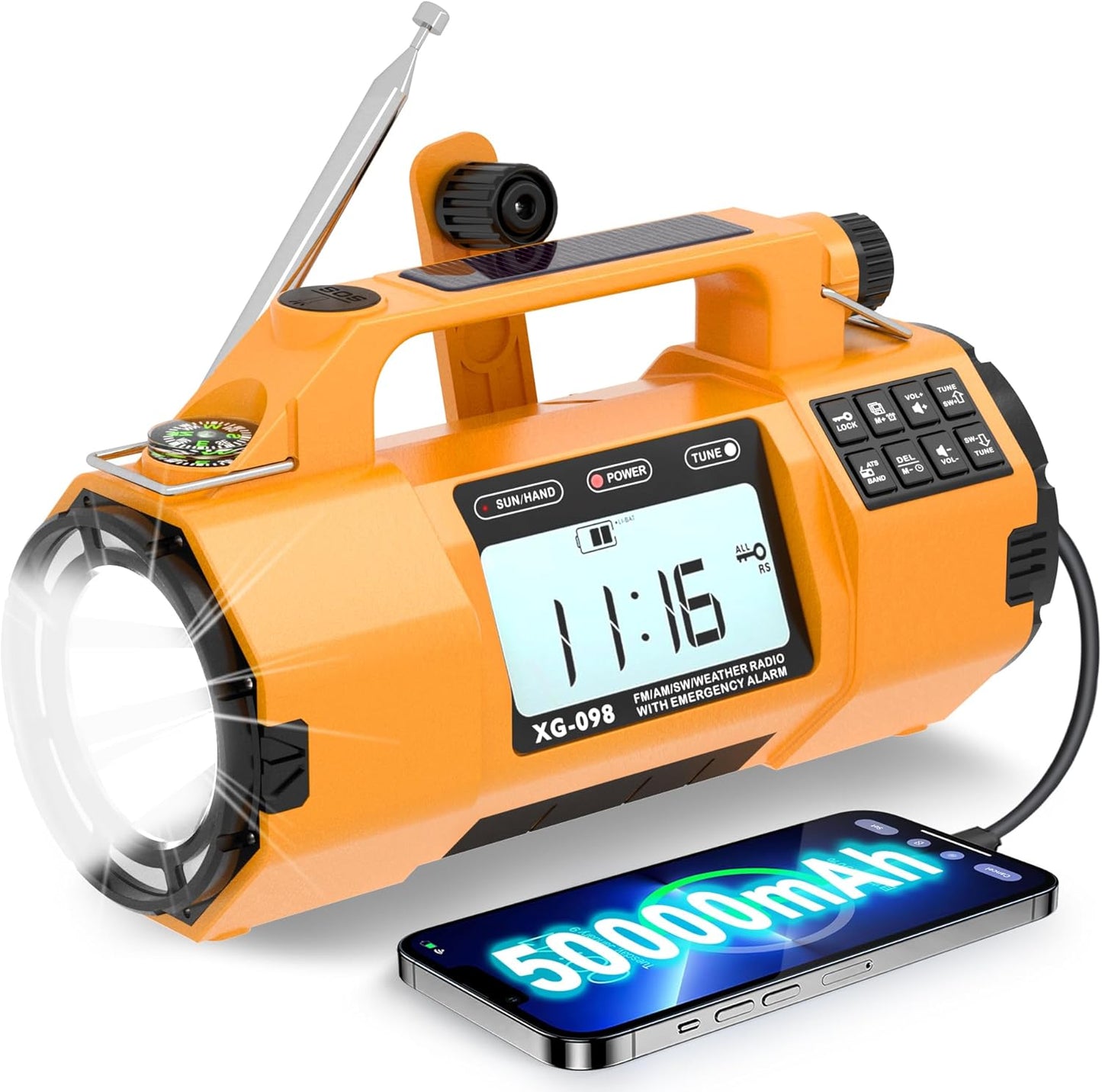 Emergency Alert NOAA Weather Radio with Hand Crank & Solar Power