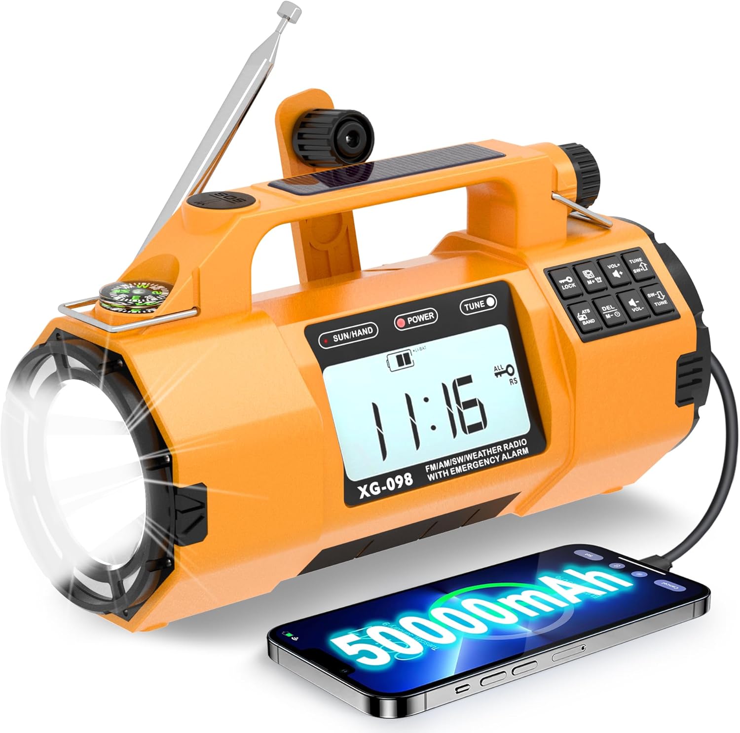 Emergency Alert NOAA Weather Radio with Hand Crank & Solar Power