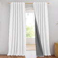 NICETOWN Greyish White 100% Blackout Linen Curtains for Home