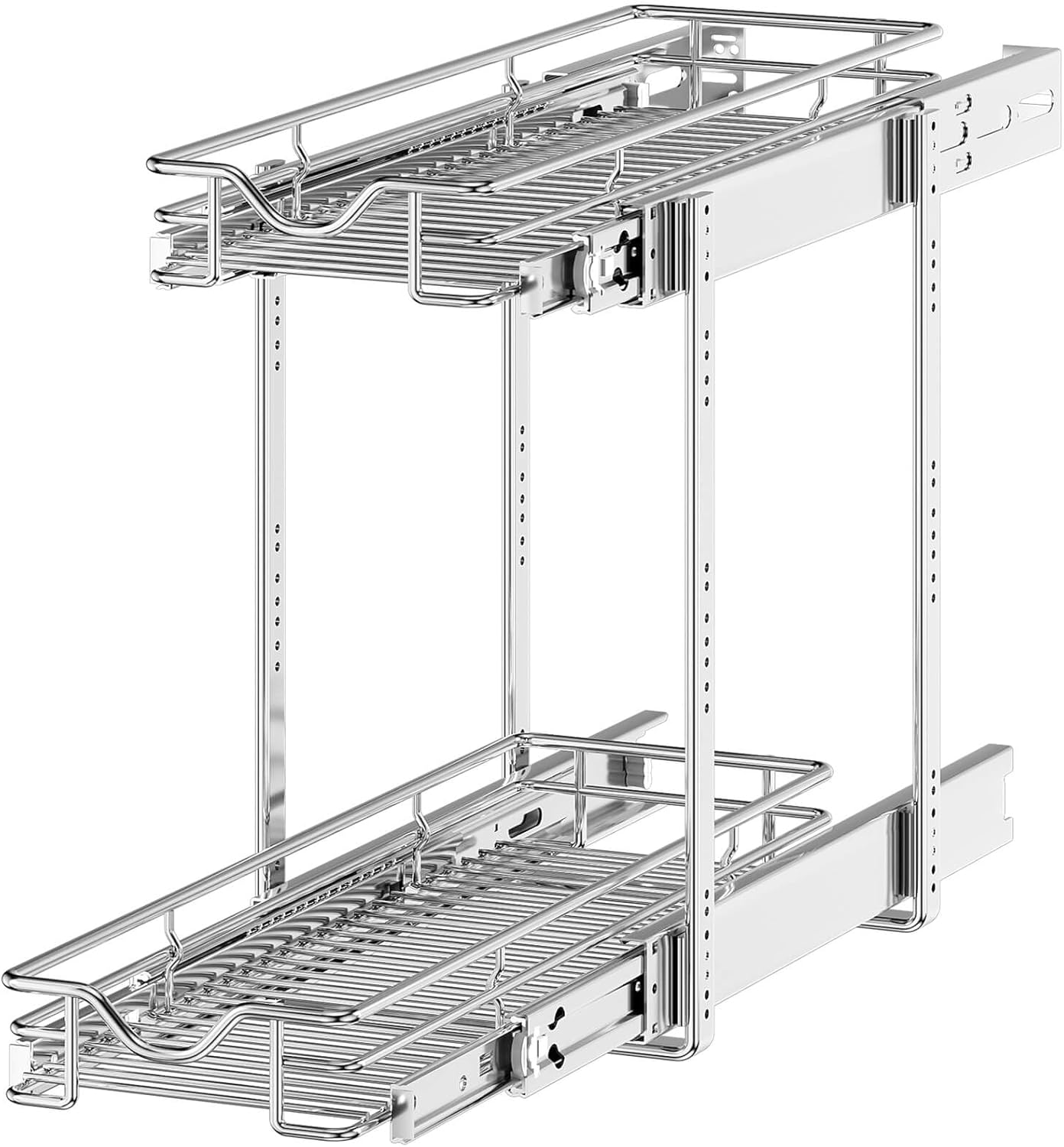 2 Tier Pull Out Cabinet Organizer for Kitchen and Bathroom Use