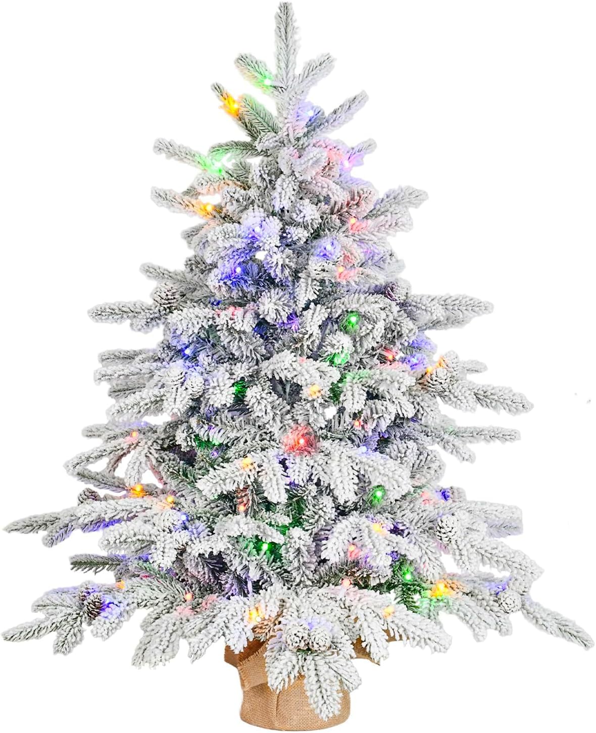 Prelit Flocked Christmas Tree with LED Lights for Small Spaces