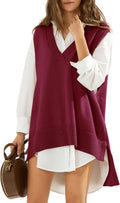 EXLURA Womens Oversized Sweater Vest Knit V Neck Tunic - Cozy