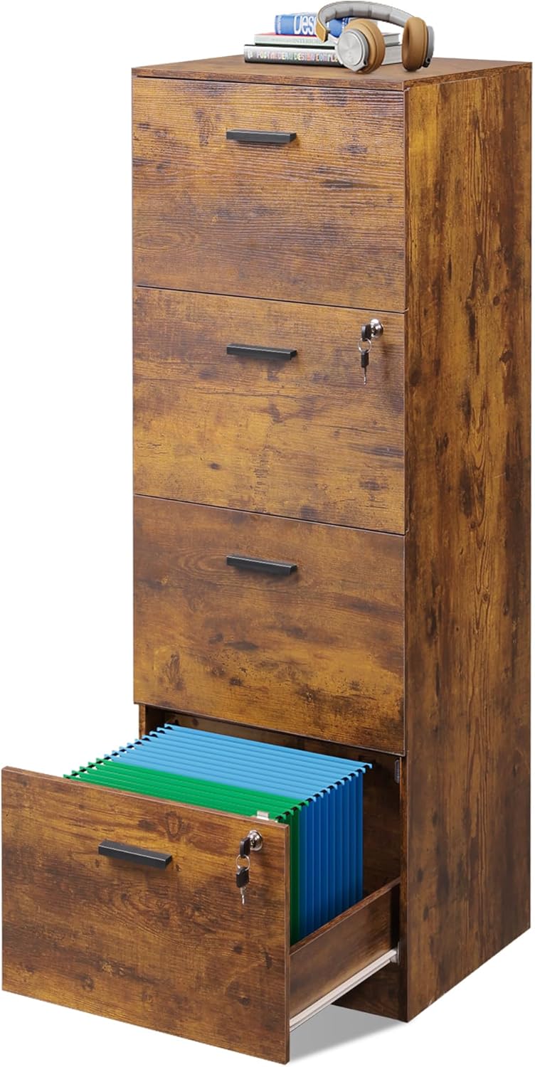 DEVAISE 4 Drawer File Cabinet with Lock for Home Office Storage