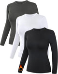 3/4 Pack Womens Thermal Shirts - Fleece Lined Compression Tops