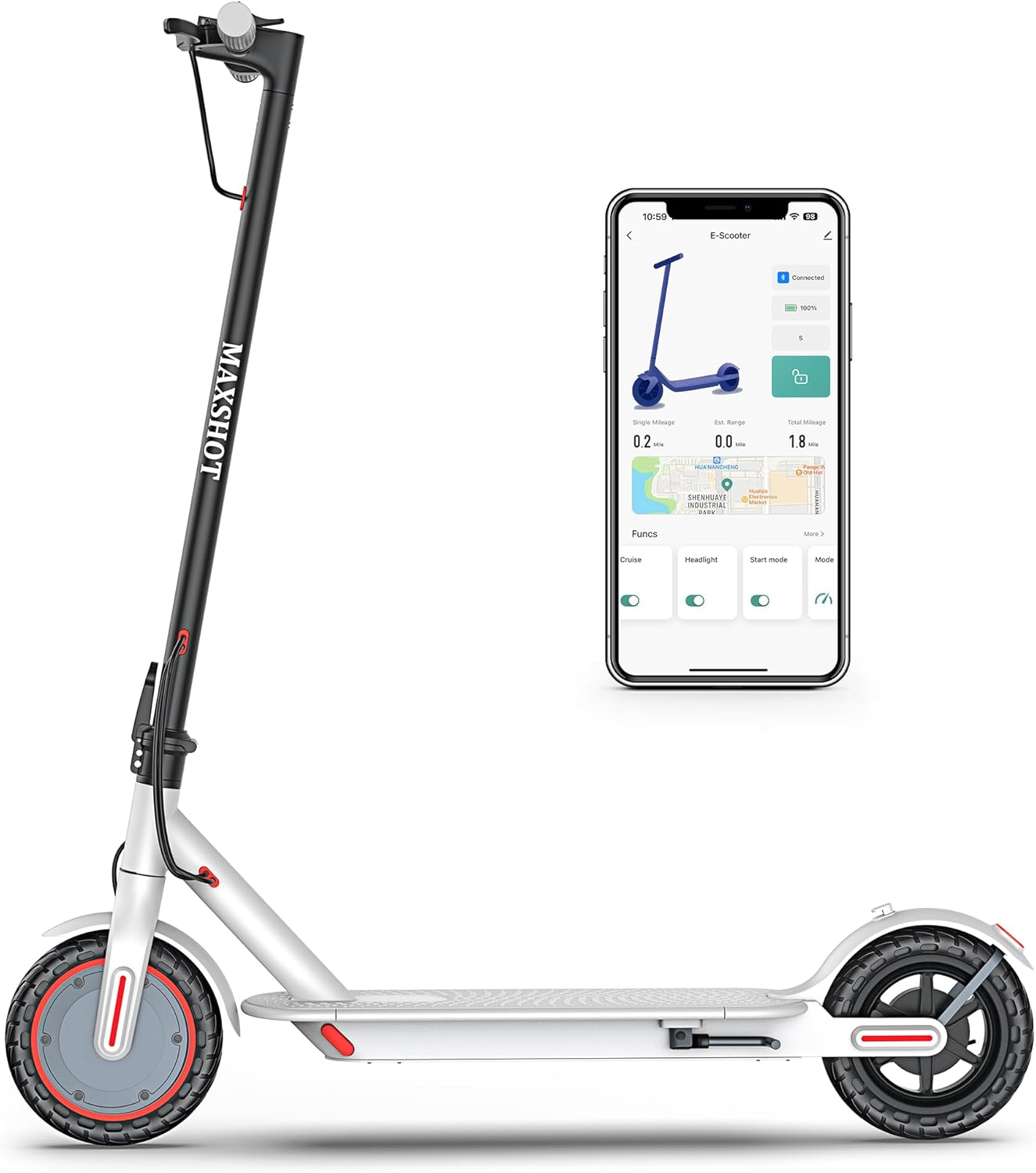 Electric Scooter for Adults with Dual Suspension and APP Control