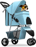 3-Wheel Pet Stroller Foldable Travel Jogger for Small & Medium Dogs
