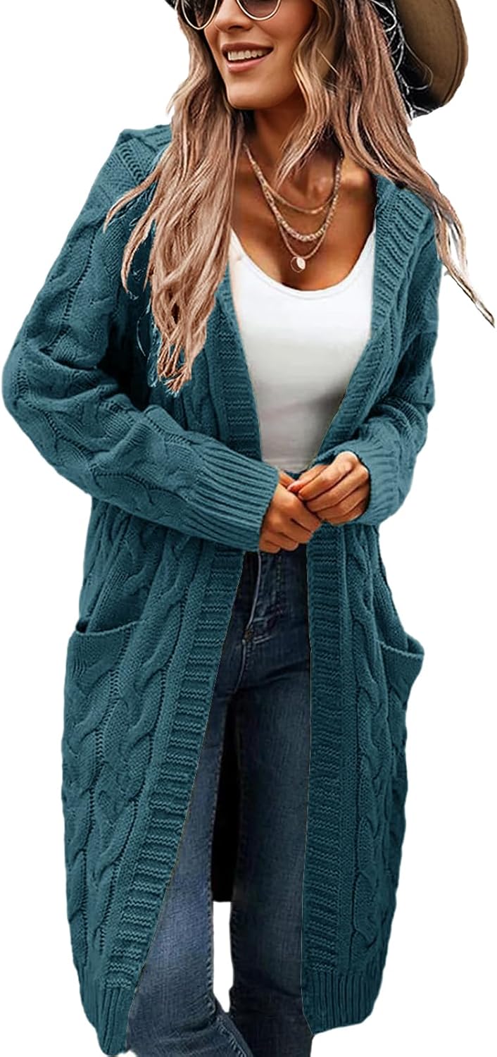 Women's Hooded Open Front Long Cardigan for Cozy Style