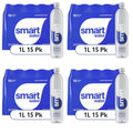 SmartWater Bottled Water 1 L 15 pk. (60 Bottles) - Vapor Distilled