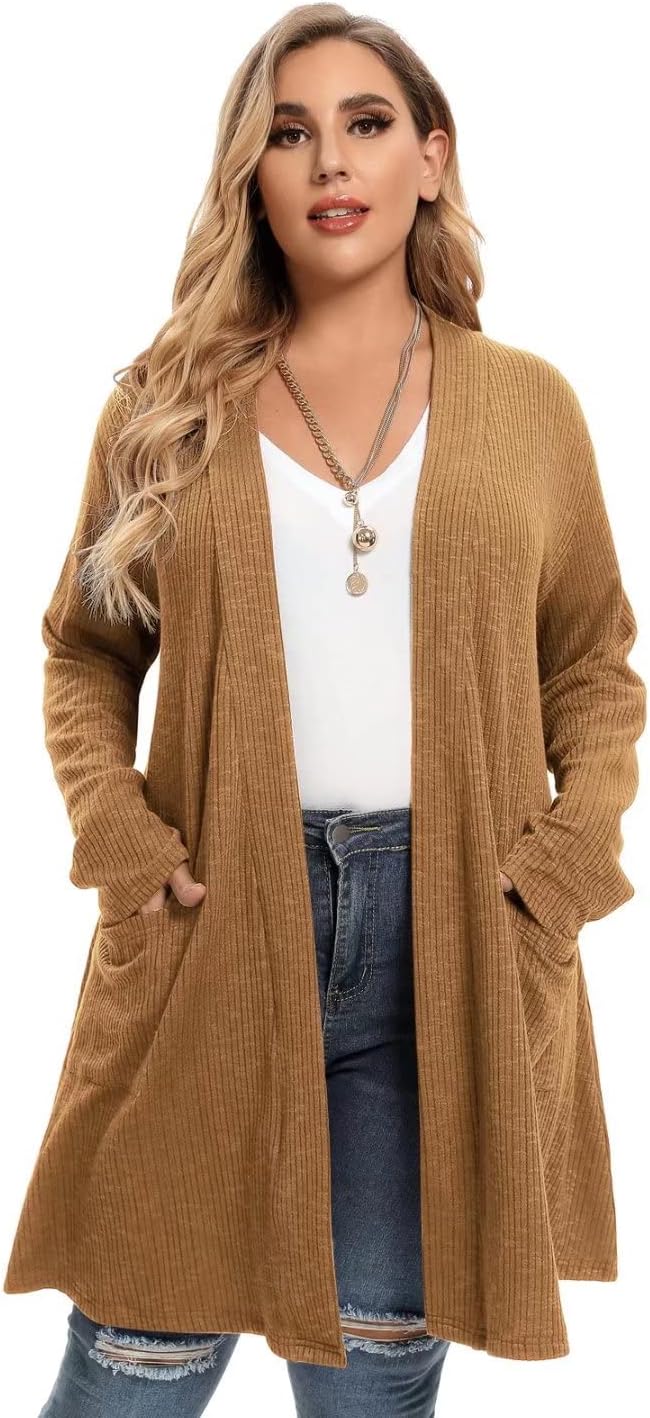 LARACE Open Front Knit Cardigan Sweaters for Women Plus Size