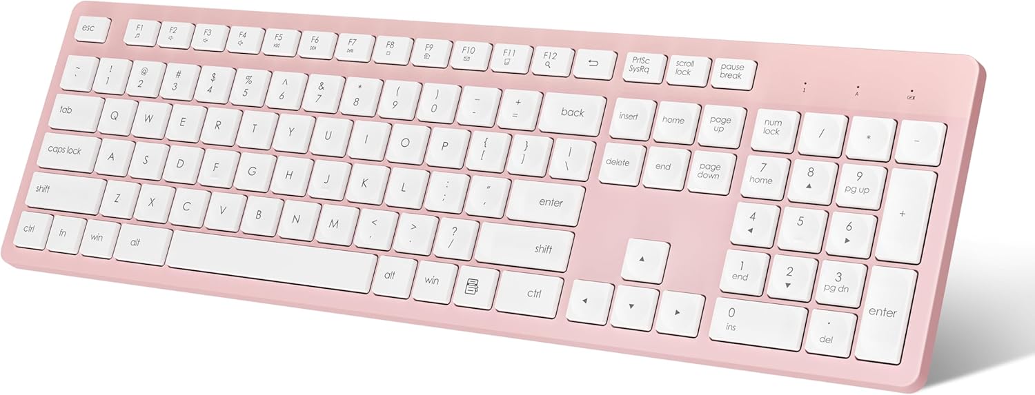 LeadsaiL Pink Wireless Keyboard: Ergonomic & Noiseless