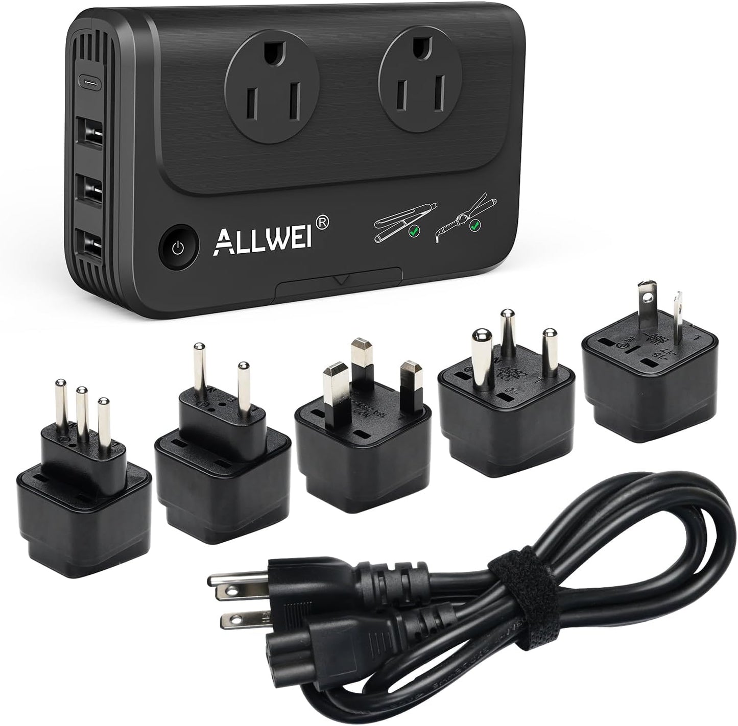 ALLWEI Travel Voltage Converter for Hair Tools and Devices