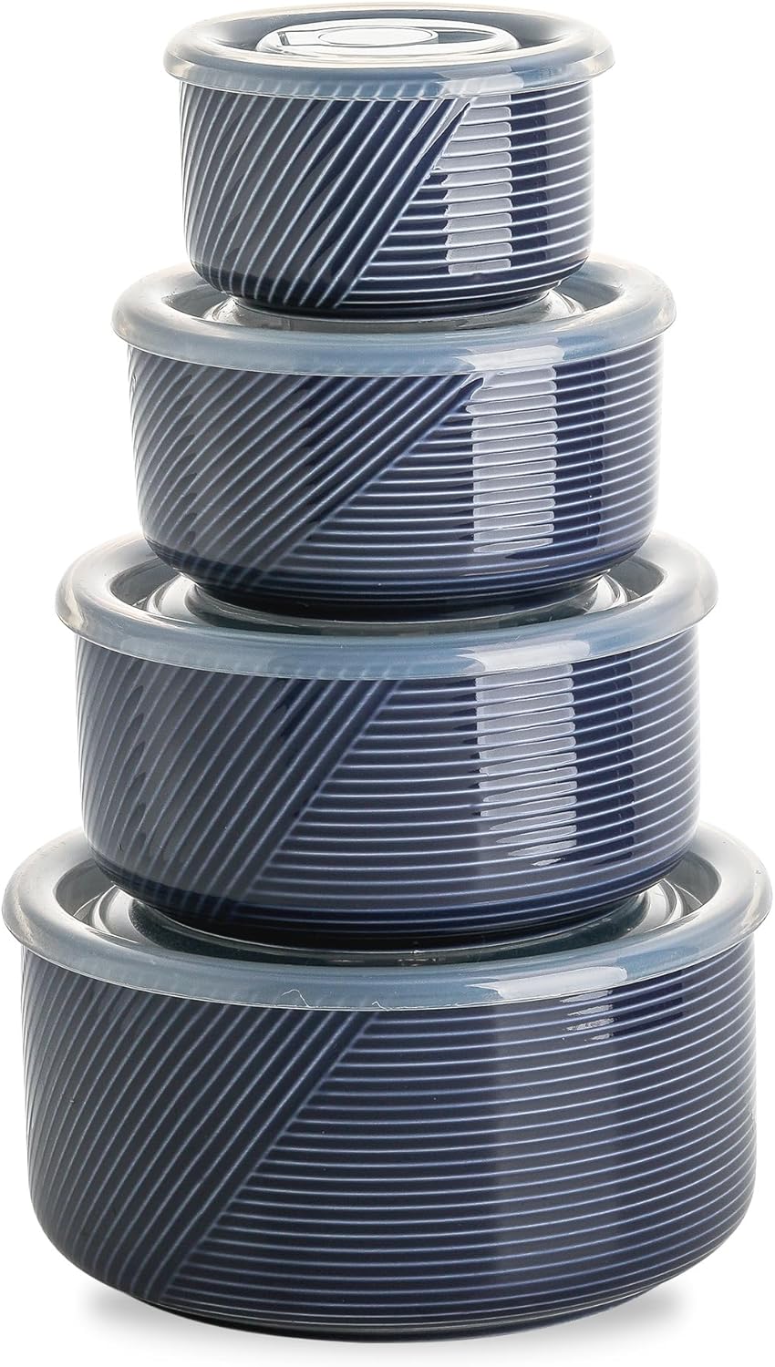 Ceramic Nesting Bowls with Lids for Food Storage and Prep