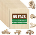 60 Pack Basswood Sheets 12x12 in 1/8 in for Crafts - Ideal for Laser