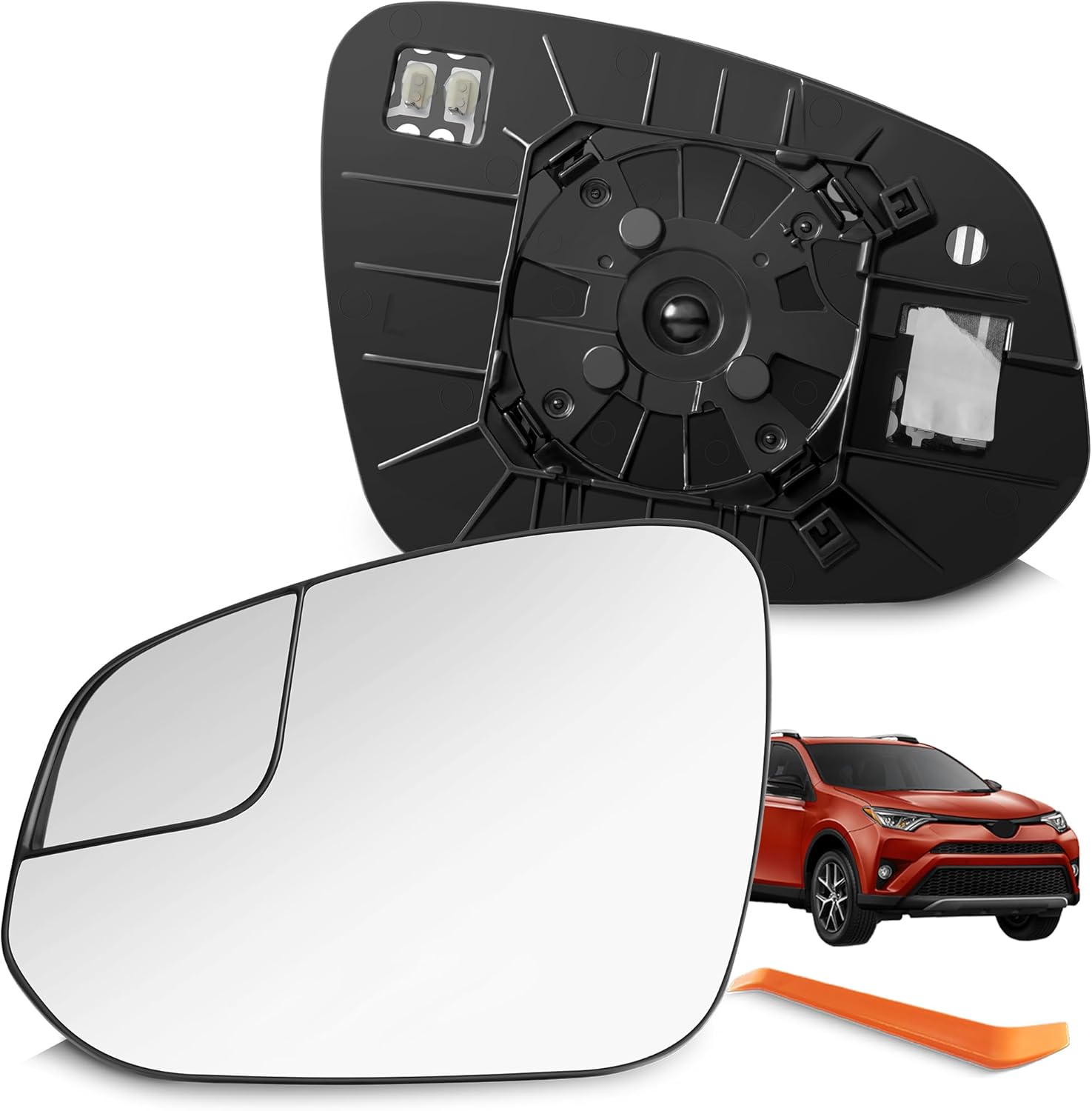 Compatible Toyota RAV4 Driver Side Mirror Glass for 2016-2018