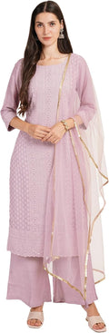 Women's Silk Blend Chikankari Embroidery Kurta Set with Dupatta