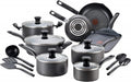 T-fal Initiatives Nonstick Cookware Set 18 Piece - Reliable Everyday