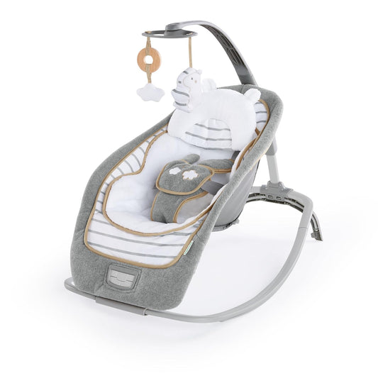 Ingenuity Plush Baby Rocker with Vibrations - Easy Fold, Stationary Seat