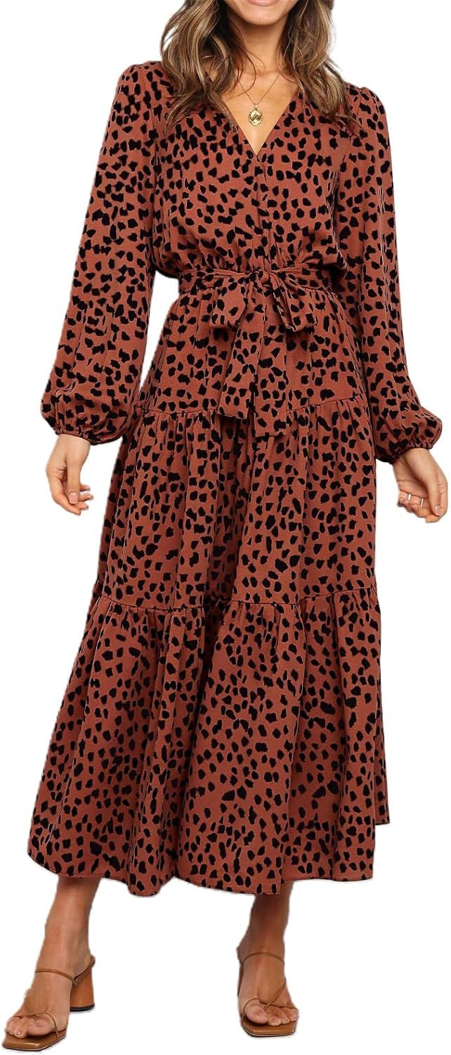 PRETTYGARDEN Womens Spring Long Sleeve Floral Maxi Dress