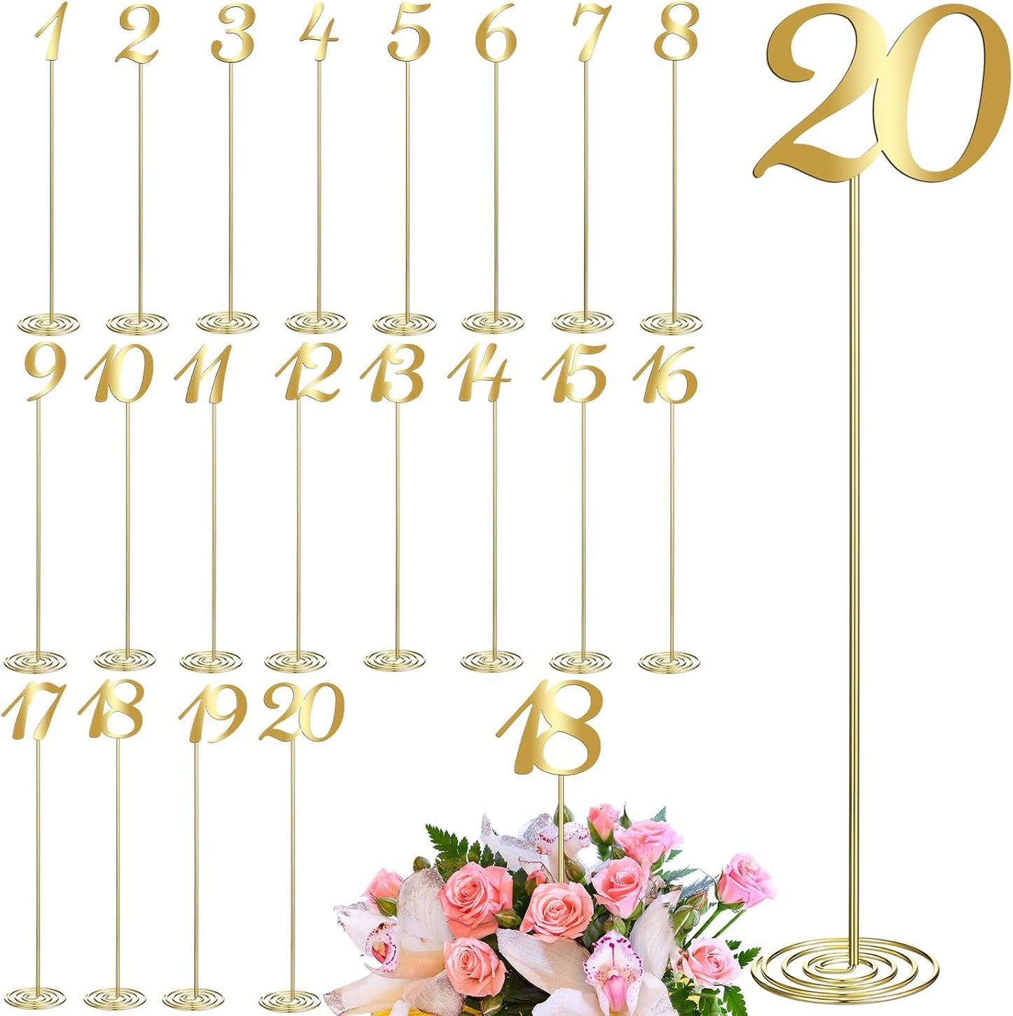 Therwen 20 Pcs Metal Table Numbers for Elegant Wedding Decor