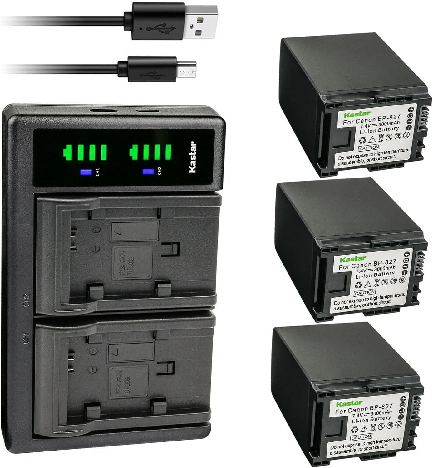 Kastar 3-Pack Battery and USB Charger for Canon Cameras