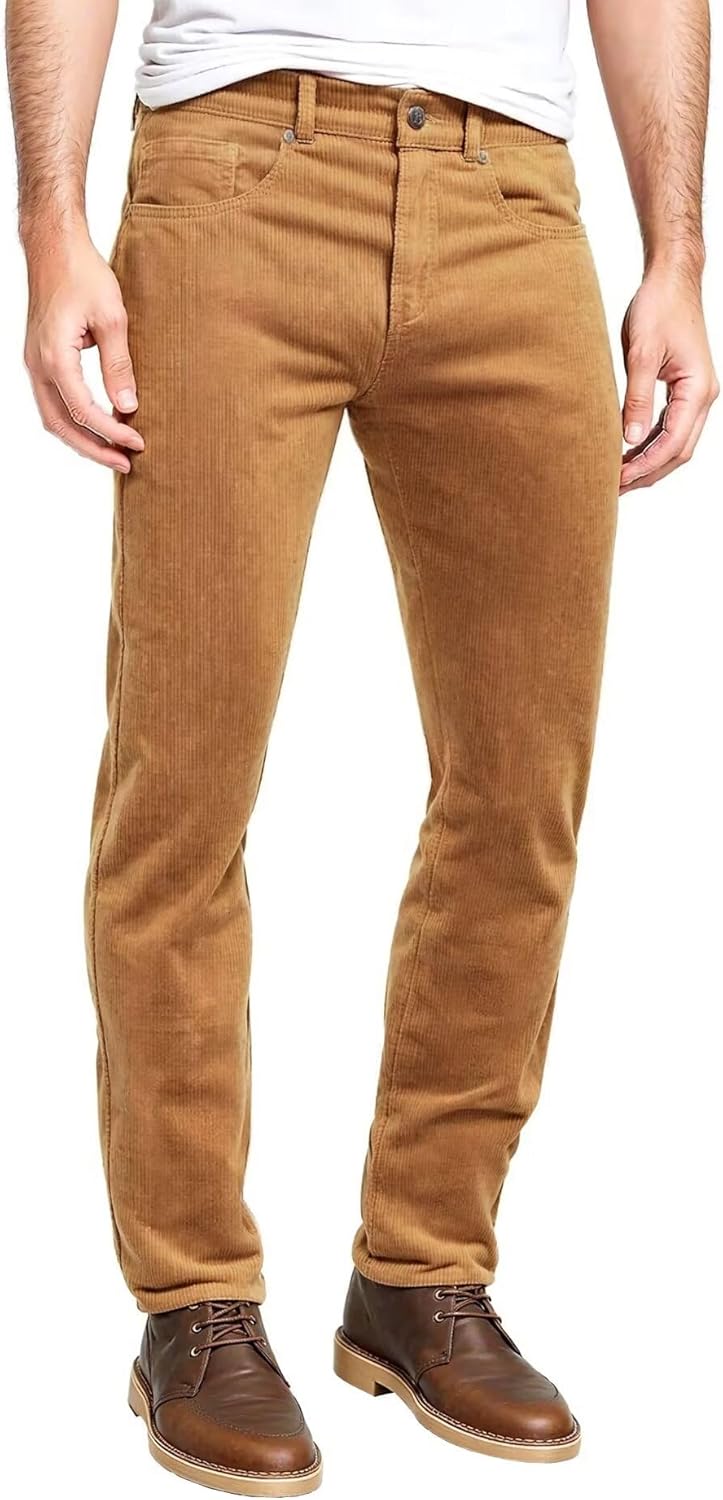 ETHANOL Men's Slim Stretchy Casual Corduroy Pant for Comfort