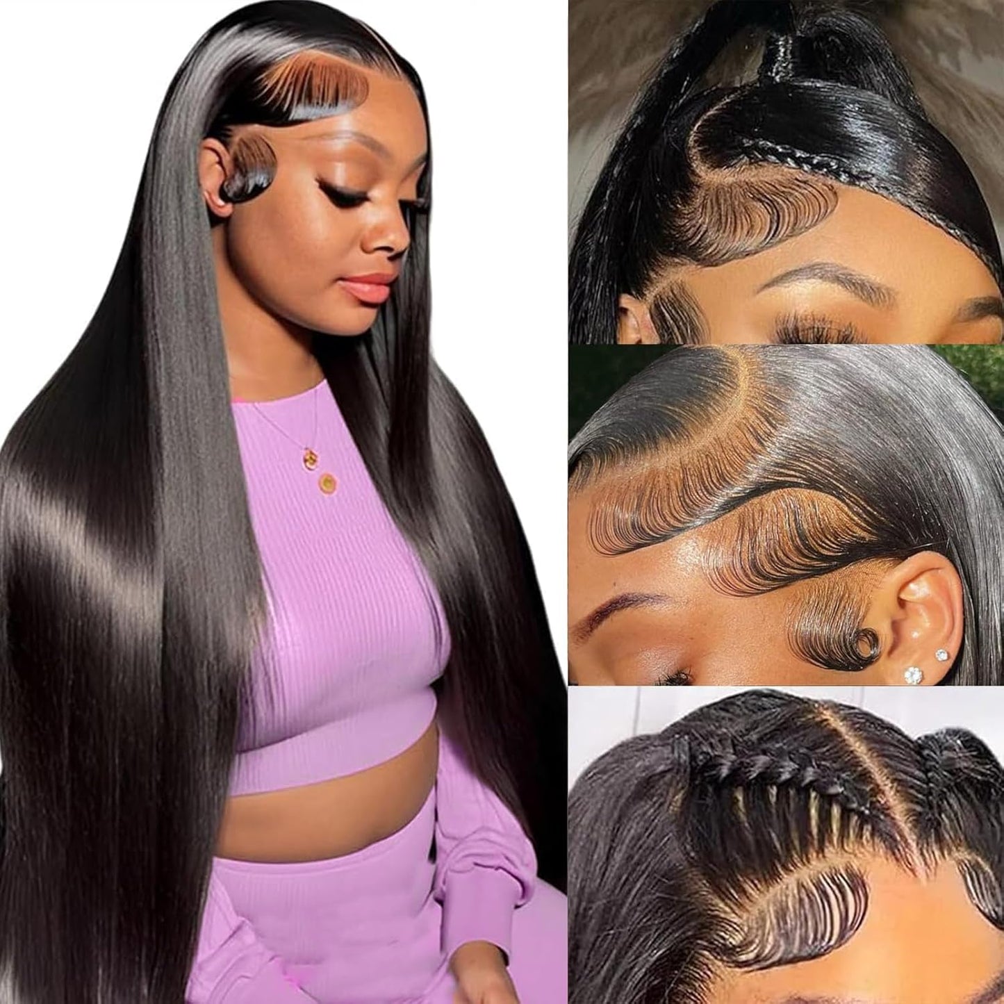 13x6 Lace Front Wigs Human Hair 34 Inch Pre Plucked 200 Density