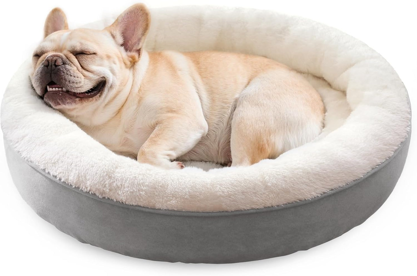 Round Donut Cat and Dog Cushion Bed for Large Pets, 30in