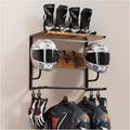 Motorcycle Helmet Holder Wall Mounted Rack - Rustic Gear Organizer