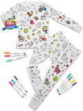 Kids Bamboo Coloring Pajamas with Markers - Farm Animal Set