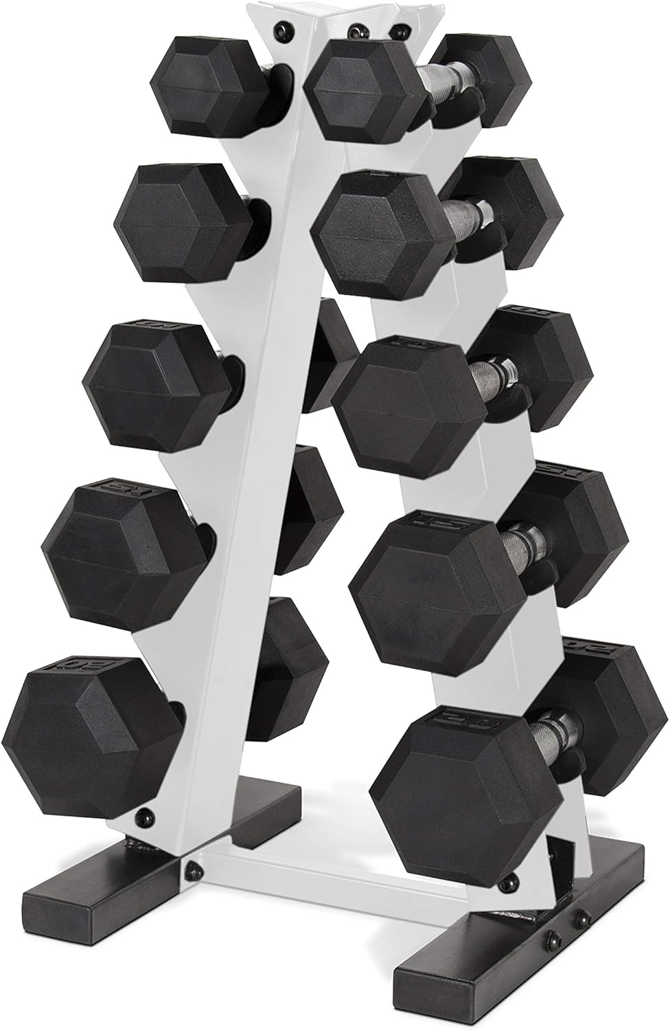 CAP Barbell 150 LB Coated Hex Dumbbell Weight Set with Rack