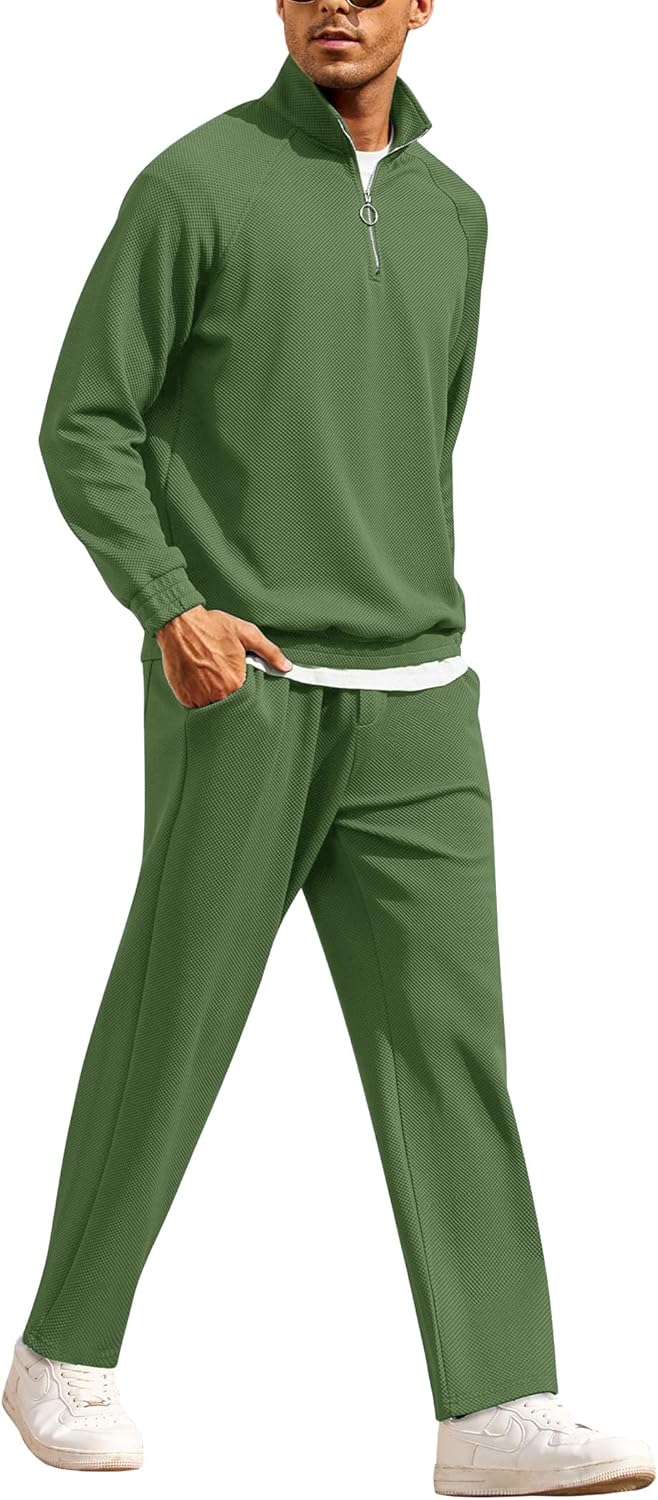 COOFANDY Men's Tracksuit: Relaxed Fit Half-Zip Sweatsuit