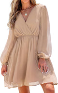 CUPSHE Women's Mini Dress Light Apricot V Neck - Flowy Casual