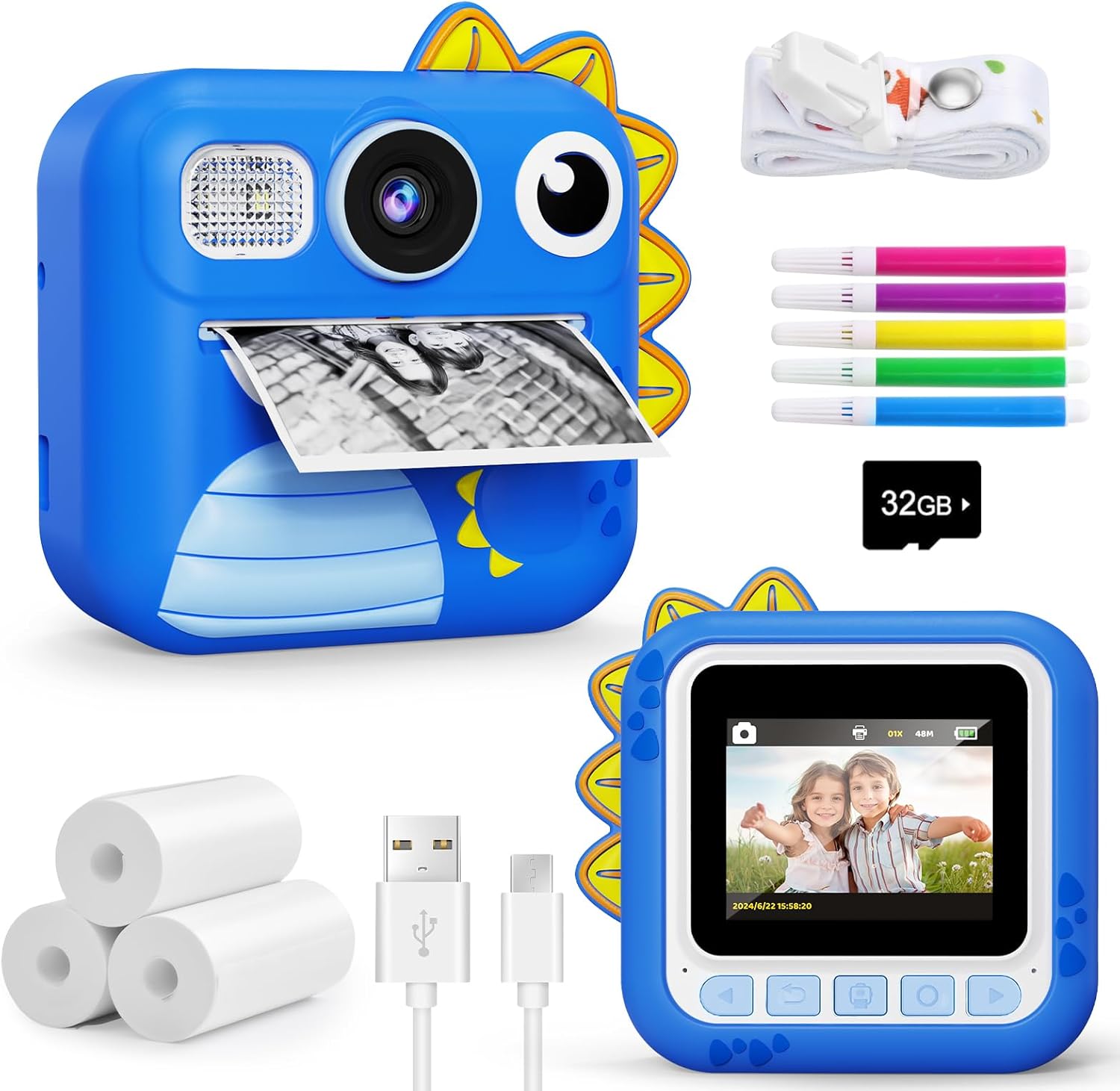 KOKODI Kids Instant Print Camera - Perfect Gift for Boys 3-12! Toys for Ages 5-7 (Blue)