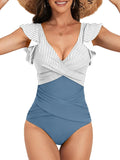 One Piece Ruffle Tummy Control Swimsuit - Slimming Criss Cross Fit