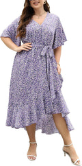 Plus Size Summer Wedding Guest Maxi Dress - Flattering Empire Waist on