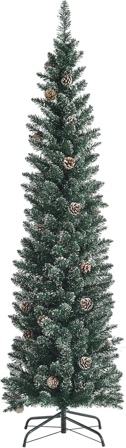 6 Feet Slim Pencil Christmas Tree for Home Office & Shop Decor
