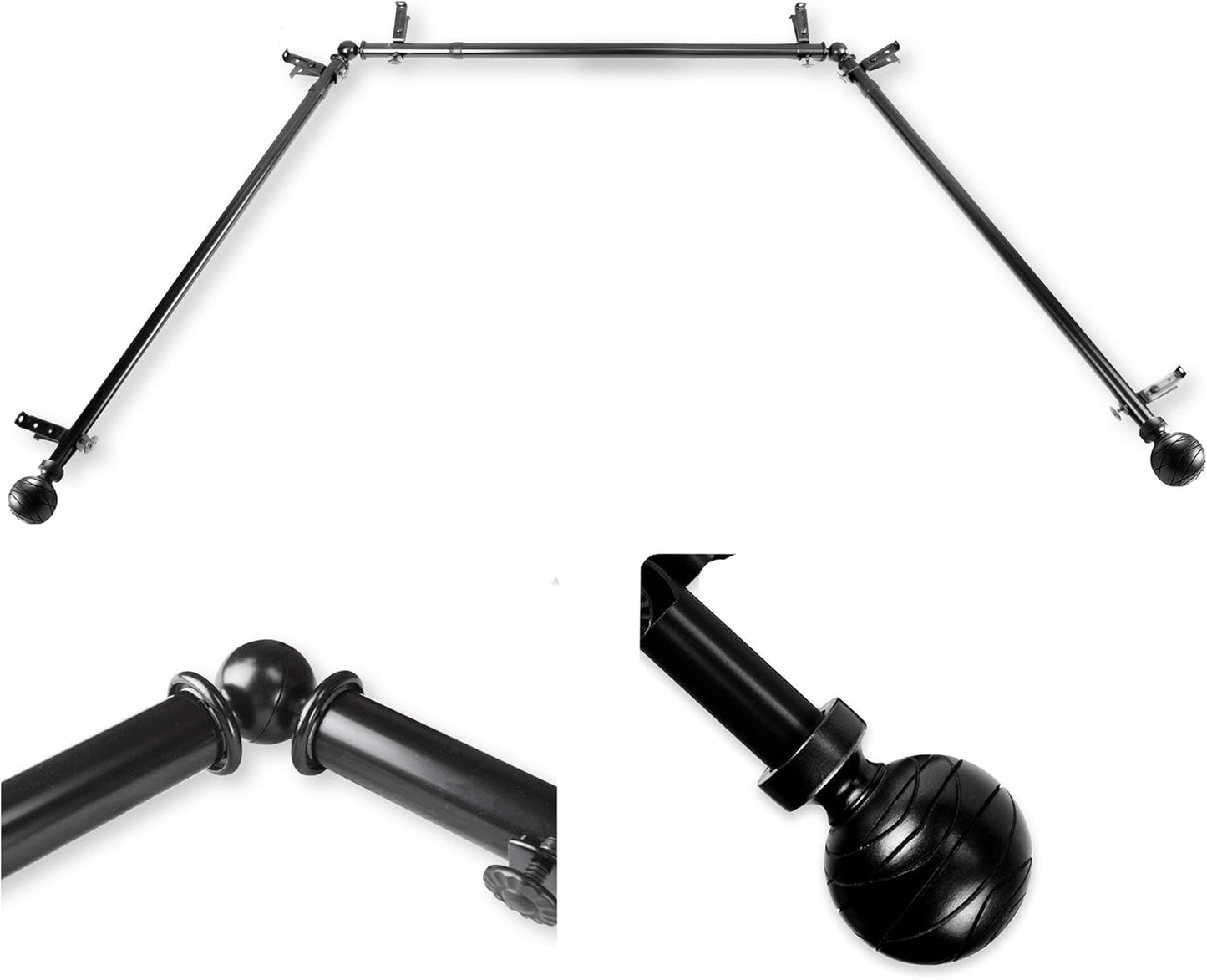 Ferero 13/16 Bay Window Curtain Rod - Black