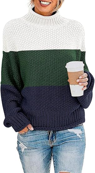 ZESICA Women's Turtleneck Batwing Sleeve Oversized Sweater