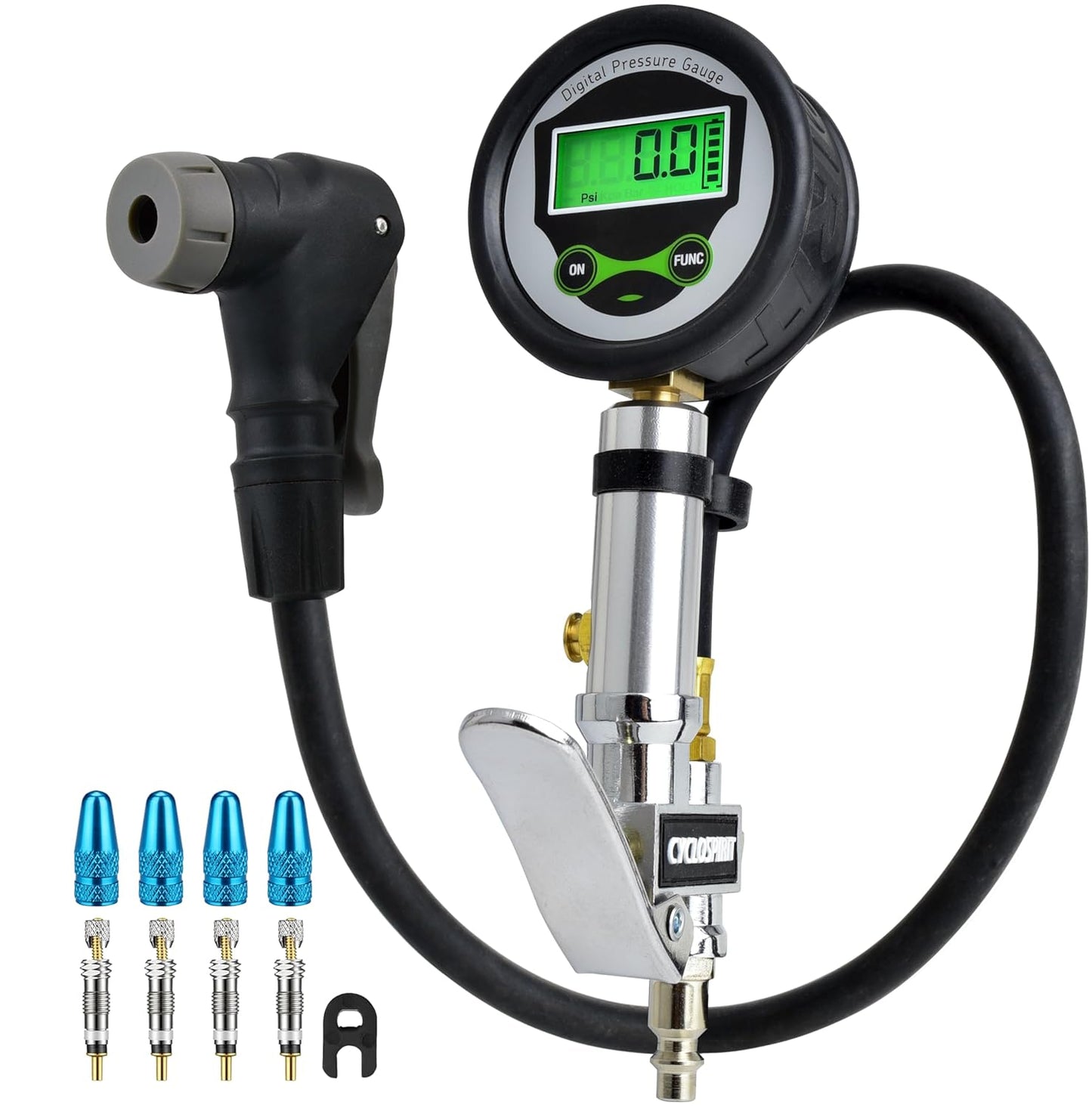 CycloSpirit Digital Tire Inflator - Auto-Select Valve - Presta/Schrader