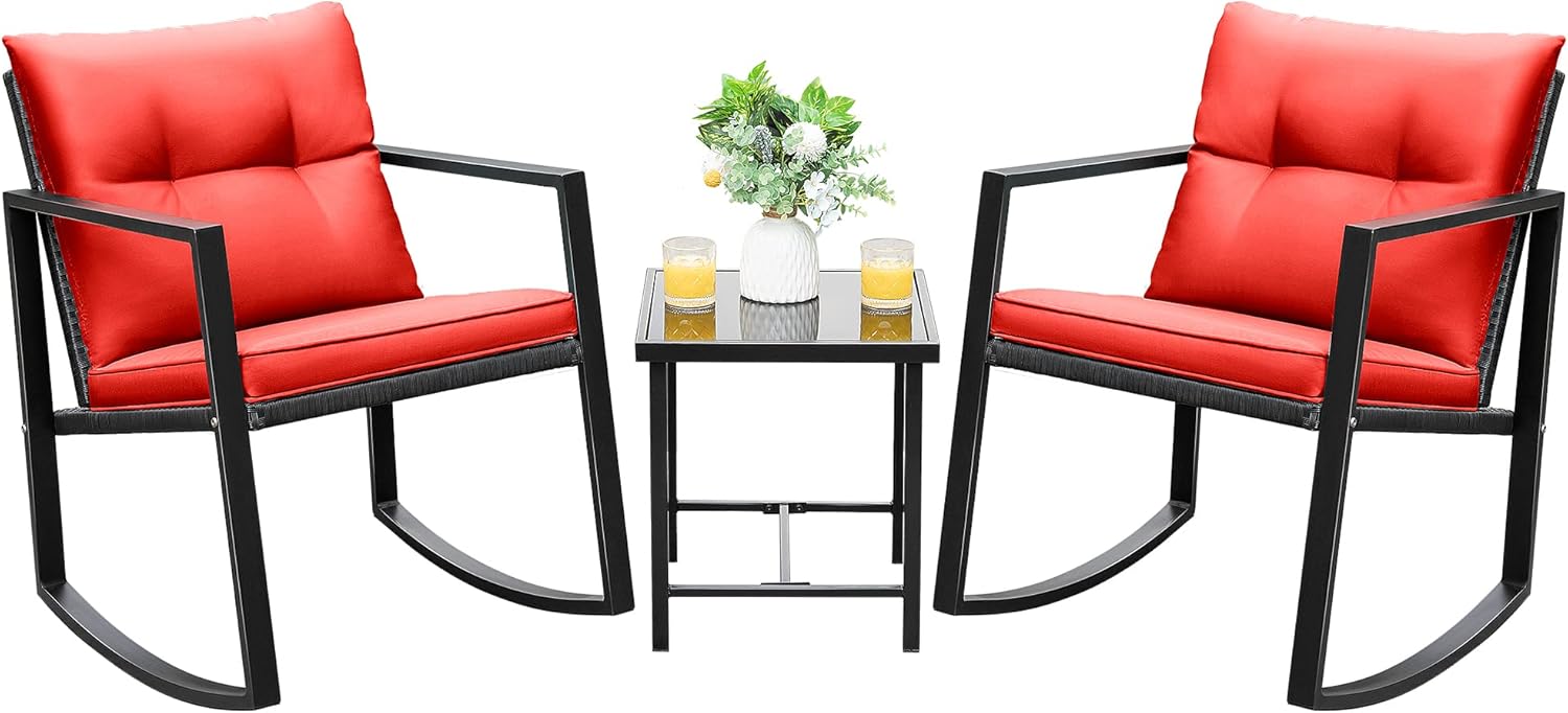 Devoko 3 Piece Rocking Bistro Set for Outdoor Comfort and Style