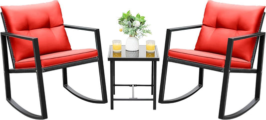 Devoko 3 Piece Rocking Bistro Set for Outdoor Comfort and Style