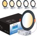 12 Pack Black Recessed Lights 6 Inch - Dimmable, 5CCT Selectable